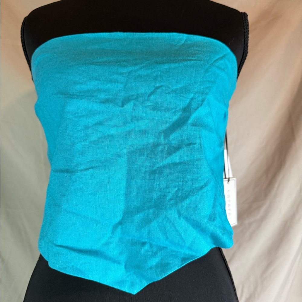 1. State Strapless Tie-Back Linen Top – Laguna Mist 🌿✨ NWT